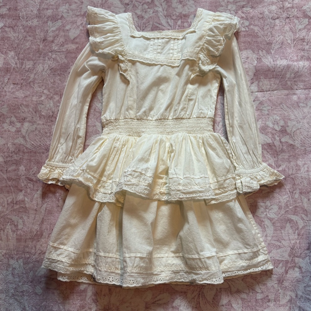 Ivory mini Boden Ruffled Peplum Cotton Dress size 6-7